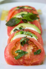 Delicious salad with tomatoes and white cheese 
