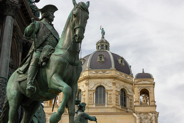 Fototapeta na wymiar Vienna/Austria - April 4 2018: partial shot of the monument at the Maria-Theresien-Platz