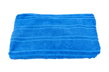 blue cotton towels folded isolated on white background with clipping path