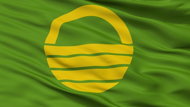 Ashiya City Flag, Country Japan, Hyogo Prefecture, Closeup View