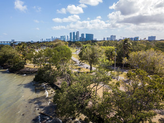 Fototapeta na wymiar Drone view on the Miami Skyline