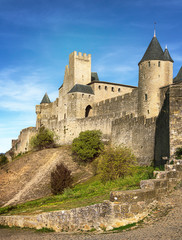 Fototapeta na wymiar La Porte De Aude, Fortified city of Carcassonne, France