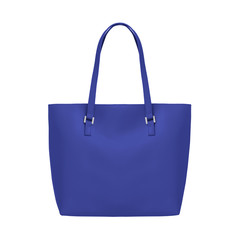 Navy blue elegant leather tote shoulder bag isolated white