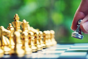 Chess board game, business competitive concept