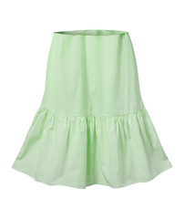 Green and white striped skirt with flounce isolated