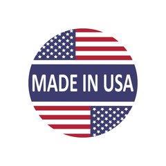 Made in USA round sign on a white background