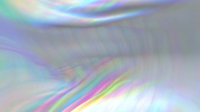 4k seamless Wave white rainbow color satin fabric Background.Silk cloth fluttering in the wind.tenderness and airiness.3D digital animation of a waving cloth.