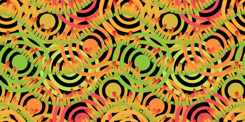 Sound equalizers. Levels of music control. Multicolored. On a black background.