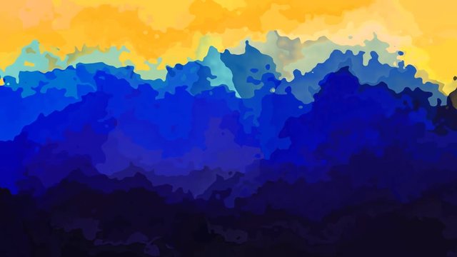 abstract animated stained background seamless loop video - watercolor effect - sunny yellow and dark night blue color