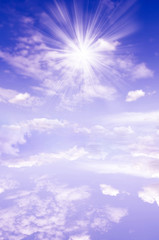 cloudy sky with big star and rays of light like divine, mysticla, magic, mystic background