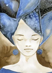 Poster de jardin Inspiration picturale Aquarelles de femme.