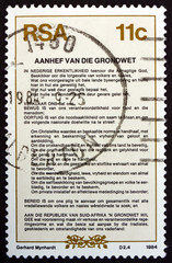 Postage stamp South Africa 1984 Preamble of the New Constitution