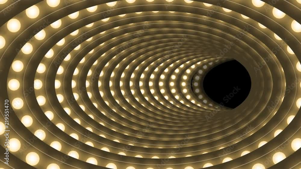 Aufkleber tunnel incandescent light bulb box frame oval shape moving pattern, retro 3d virtual style illustrat