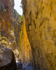 Passage of famous Samaria Gorge, Crete, Greece