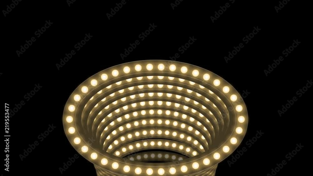 Aufkleber tunnel incandescent light bulb box frame oval shape moving pattern, retro 3d virtual style illustrat