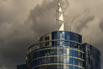 A big,modern office tower in a German city