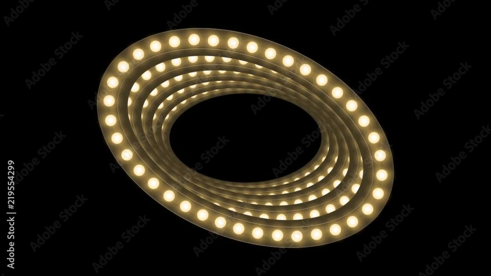 Aufkleber tunnel incandescent light bulb box frame oval shape swirl rotate moving pattern, retro 3d virtual st