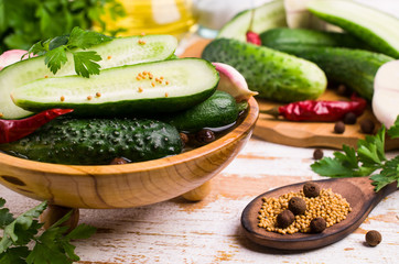 Traditional cucumber in marinade
