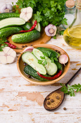 Traditional cucumber in marinade
