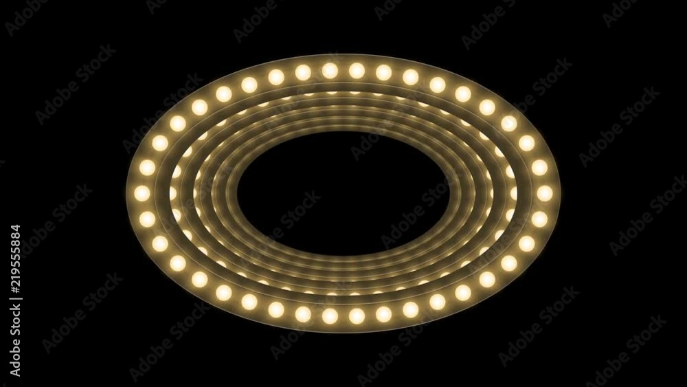 Aufkleber tunnel incandescent light bulb box frame oval shape moving pattern, retro 3d virtual style illustrat