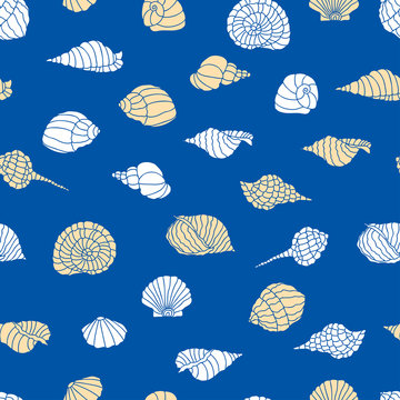 Vector background of silhouettes of  seashells