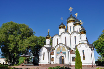 Fototapeta na wymiar St. Nicholas Cathedral of St. Nicholas monastery in Pereslavl-Zaleskiy. Golden ring of Russia.