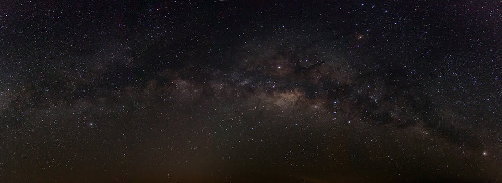 Milky way galaxy with stars and space dust in the universe. Panorama shot © pjjaruwan