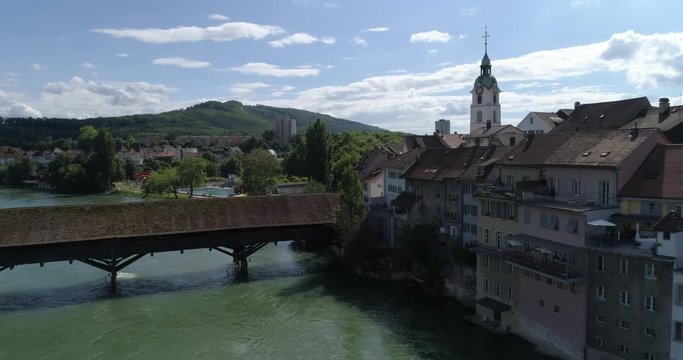 Olten historical center - Aerial 4K