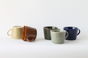 Japanese Colorful Pottery - Cups (Brown, Ocher, Khaki, Gray, Navy)