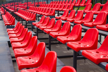 Empty red seats in stadium
