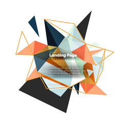 Triangular design abstract background, landing page. Low poly style colorful triangles on white