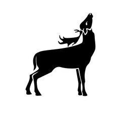 Deer vector image, stylized monochrome isolated image on white background