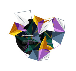 Vector 3d triangle abstract background, polygonal geometric design