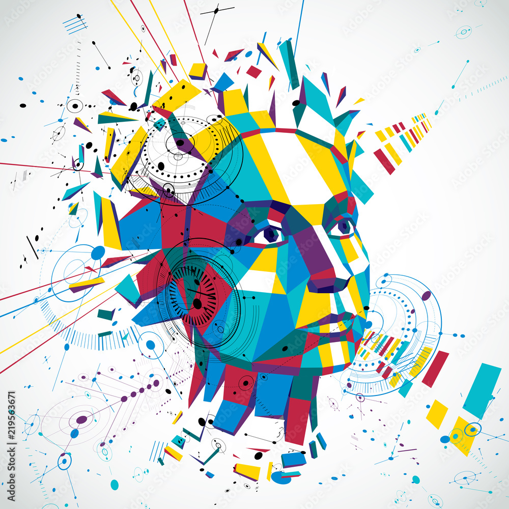Poster communication technology 3d vector background made with engineering draft elements and mechanism par