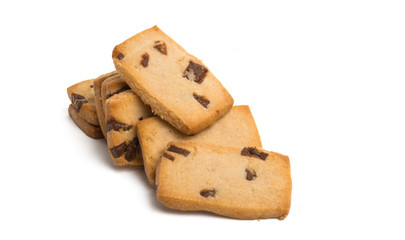 biscuits with chocolate drops isolated