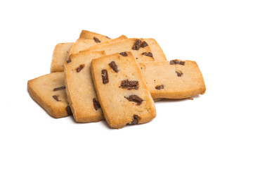 biscuits with chocolate drops isolated