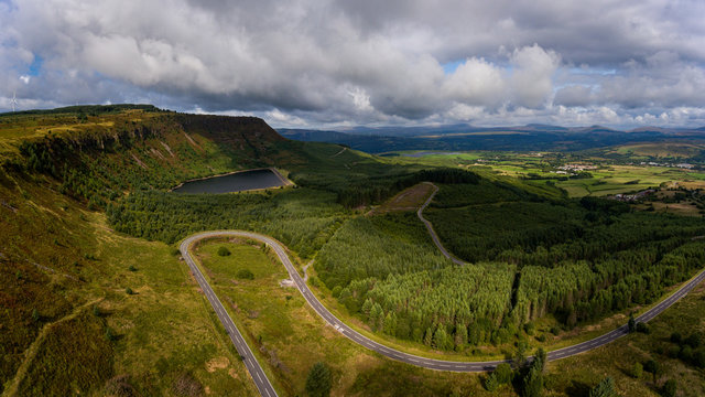 A View of Llyn Fawr and Craig y Llyn in Rhondda Cynon Taf, Mid Glamorgan, Wales, UK