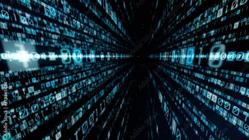Poster Digital communication concept. Binary code.