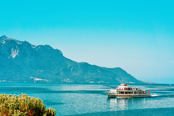 Excursion cruiser on Geneva Lake Montreux Swiss Riviera CH