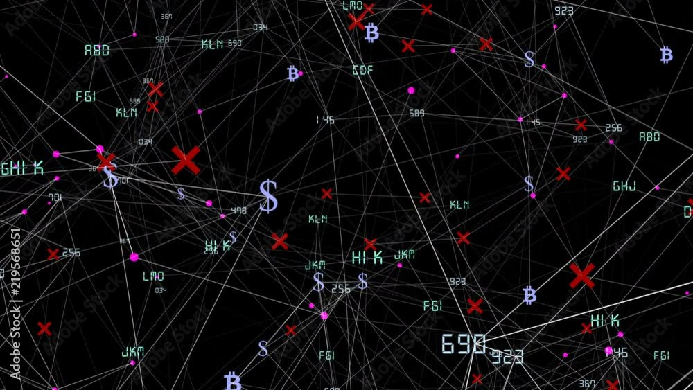 Poster web of business activity.symbols of bitcoin and dollar are associated with the symbols of the stock 