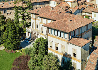 Cityscape of Citta Alta of Bergamo in Italy