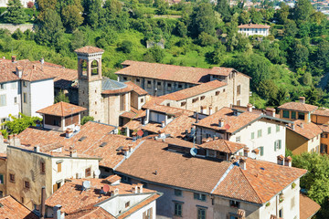 Fototapeta na wymiar Cityscape of Citta Alta in Bergamo in Italy