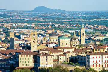 Fototapeta na wymiar Scenery and Basilica of Santa Maria Maggiore in Bergamo Italy