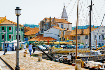 Fototapeta na wymiar Embankment port at Adriatic Sea in Izola Slovenia