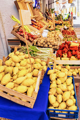 Lemons at street market counter Monreale
