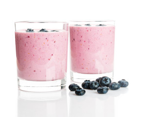 Glass of fresh healthy blueberry smoothie