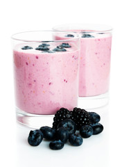 Glass of fresh healthy blueberry smoothie