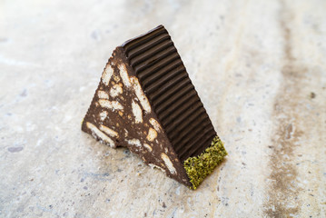 delicious pistachio chocolate mosaic cake