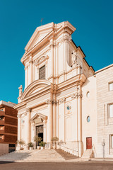 Facade of San Francesco Cathedral in Civitavecchia Italy