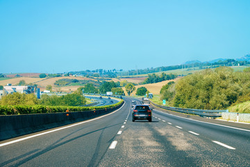 Landscape with Cars on road in Italy